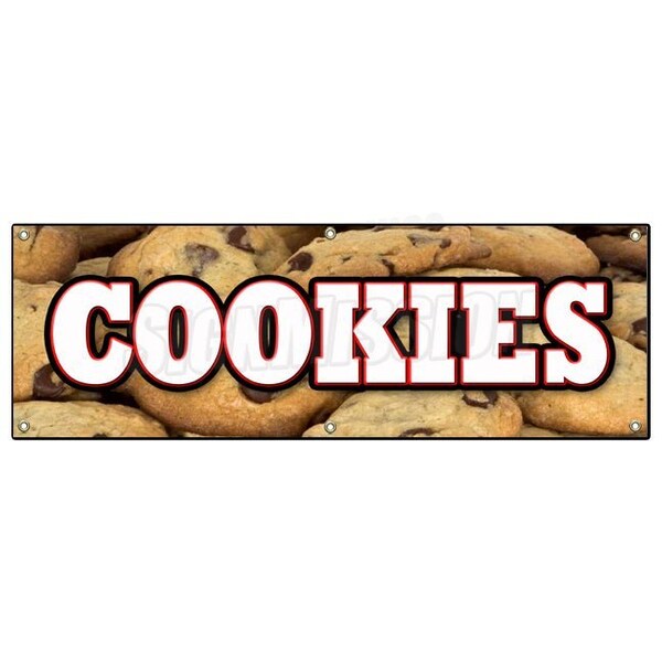 COOKIES BANNER SIGN fresh baked homemade warm chocolate chip oatmeal